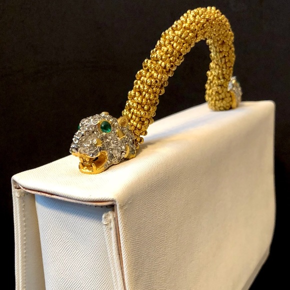 69’ Vintage - White Jeweled Panther Head Bag - Picture 3 of 6
